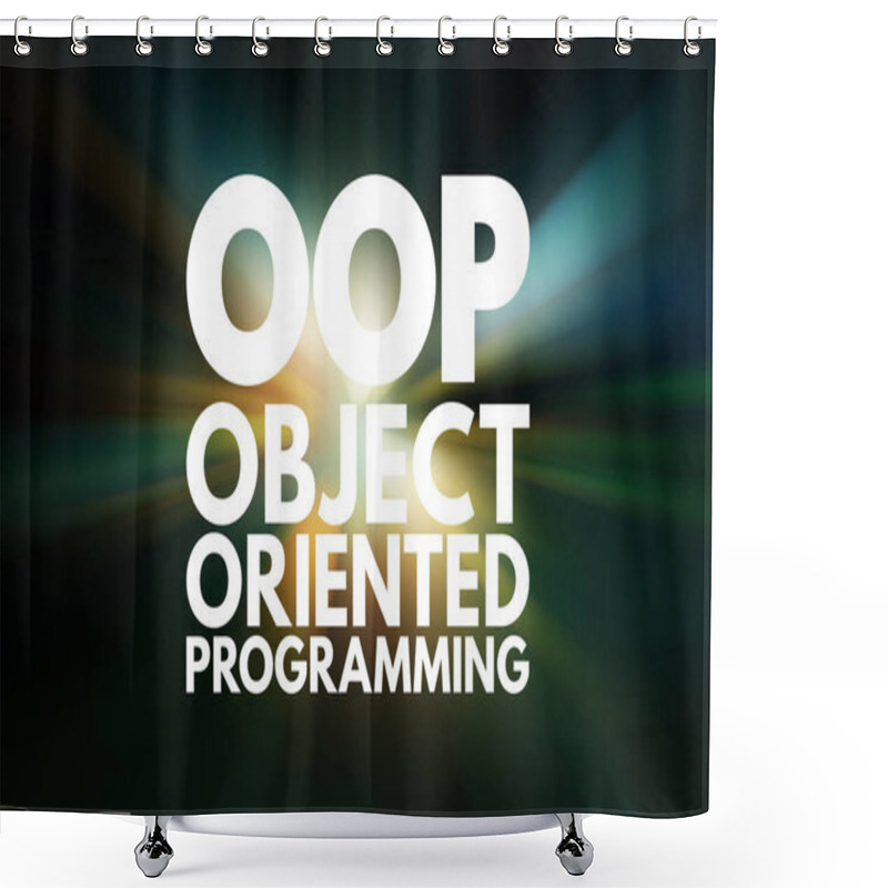 Personality  OOP - Object Oriented Programming Acronym, Technology Concept Background Shower Curtains