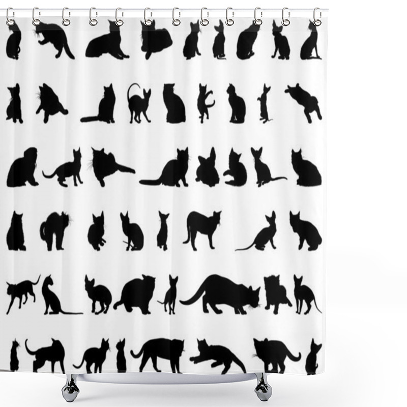 Personality  Cat Silhouettes Set Shower Curtains