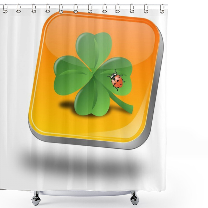 Personality  Button With Shamrock And Ladybug Shower Curtains