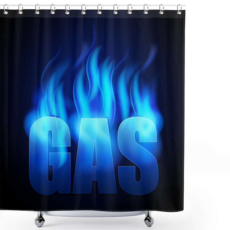 Personality  Blue Natural Gas And GAS Word Shower Curtains