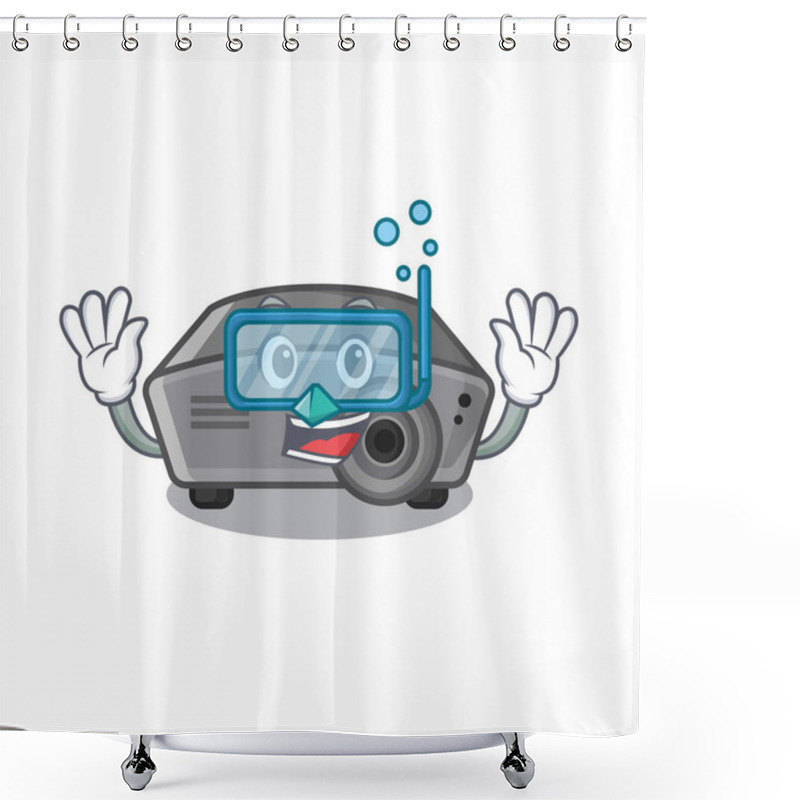 Personality  Diving Projector Isolated With On The Mascot Shower Curtains