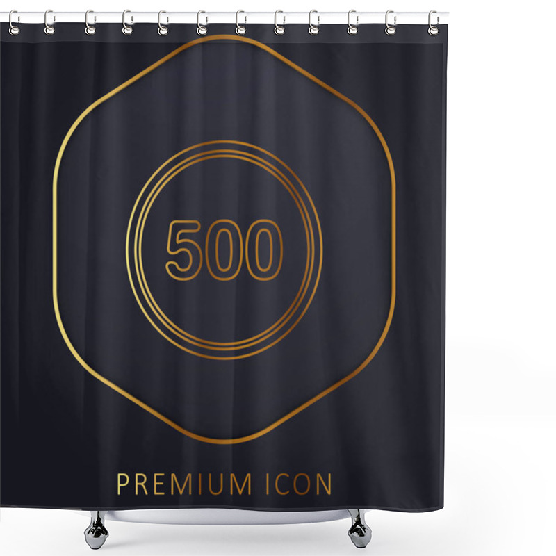 Personality  500 In A Black Circle With An Outline Golden Line Premium Logo Or Icon Shower Curtains