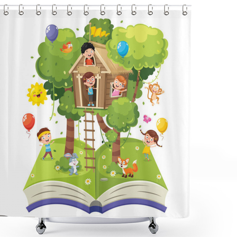 Personality  Vector Illustration Of Children Shower Curtains