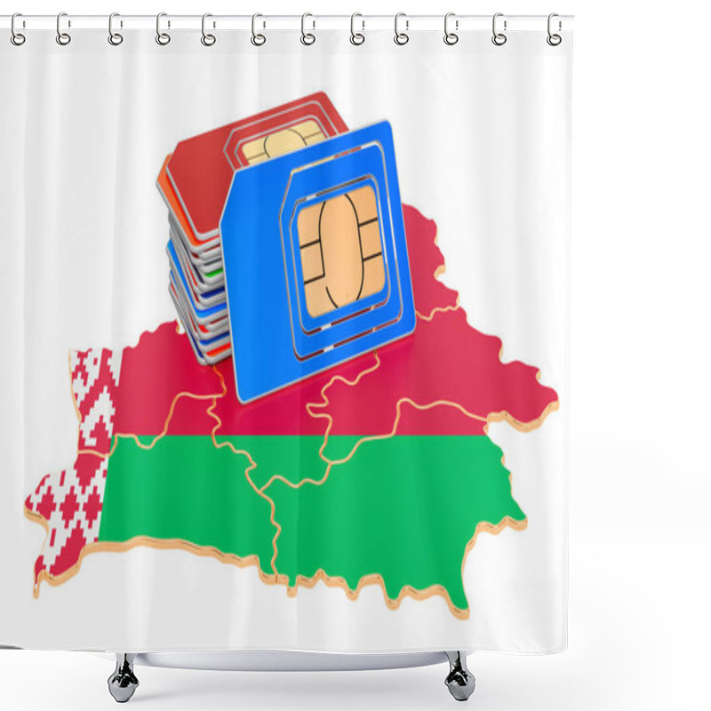 Personality  Sim Cards On The Belorussian Map Shower Curtains