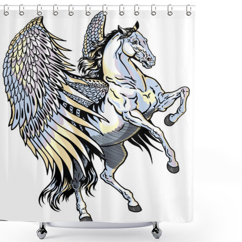 Personality  White Pegasus Shower Curtains