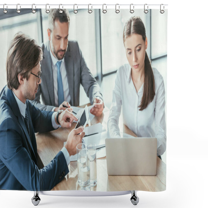 Personality  Confident Young Business Partners Working Together At Modern Office Shower Curtains