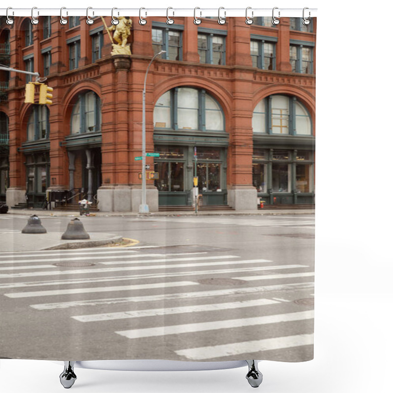 Personality  Famous Puck Building Near Pedestrian Crossing In Manhattan District, Landmark Of New York City Shower Curtains