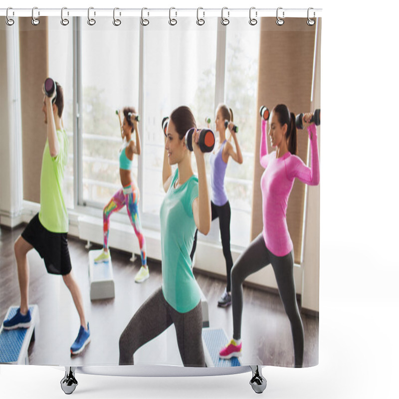 Personality  Group Of People With Dumbbells And Steppers Shower Curtains