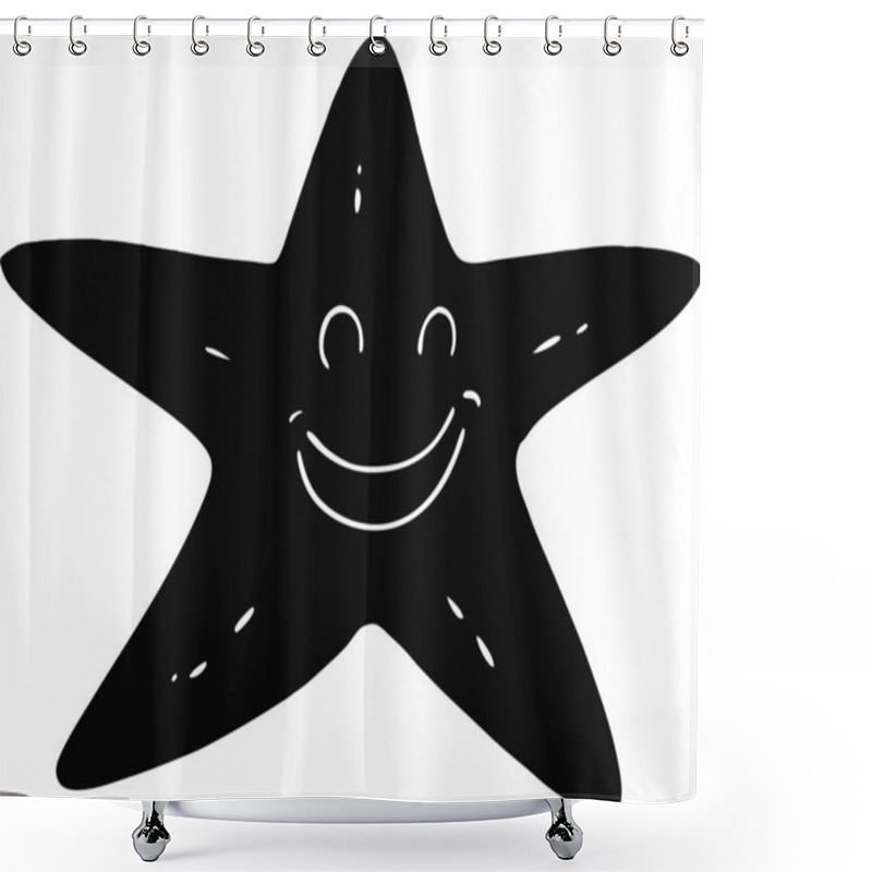 Personality  Discover A Charming Collection Of Animal Silhouettes Featuring An Adorable Piglet, A Cheerful Singing Bird, A Graceful Butterfly, And A Smiling Starfishall On A Clean White Background Shower Curtains