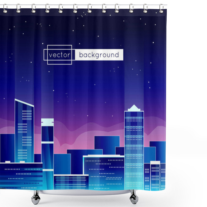 Personality  Vector Illustration With View Of A Big City At The Evening Shower Curtains