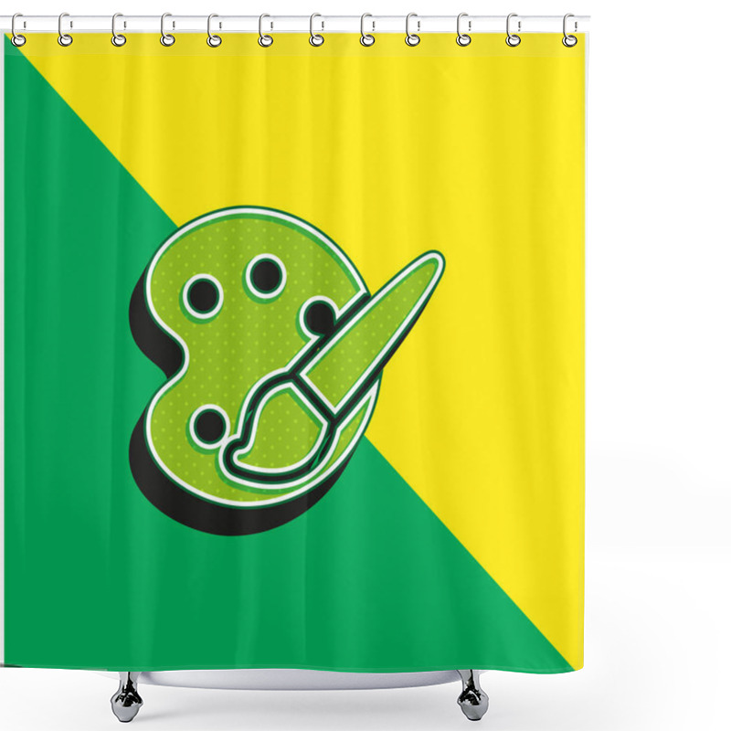 Personality  Art Palette Green And Yellow Modern 3d Vector Icon Logo Shower Curtains