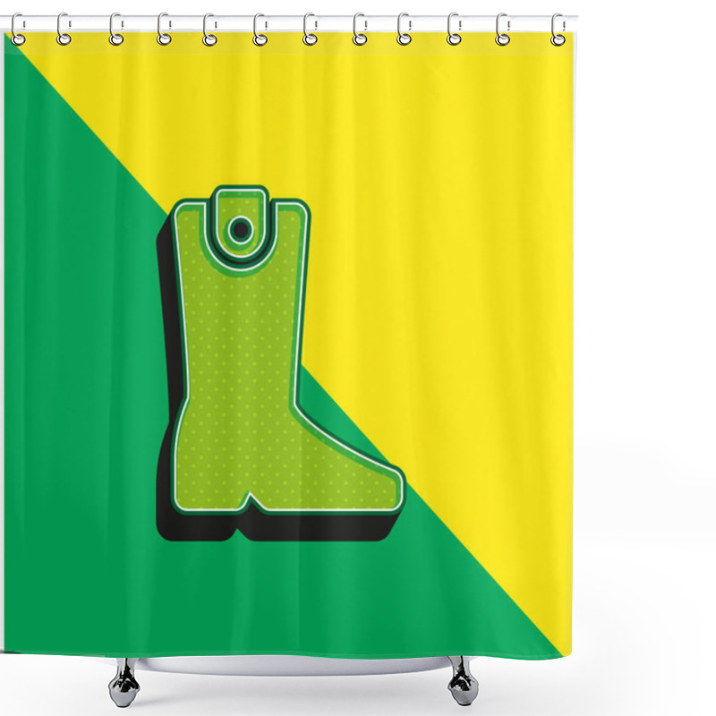 Personality  Boot Green And Yellow Modern 3d Vector Icon Logo Shower Curtains