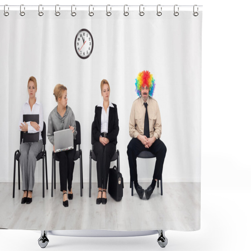 Personality  There's One In Every Crowd - Clown Among Job Candidates Shower Curtains