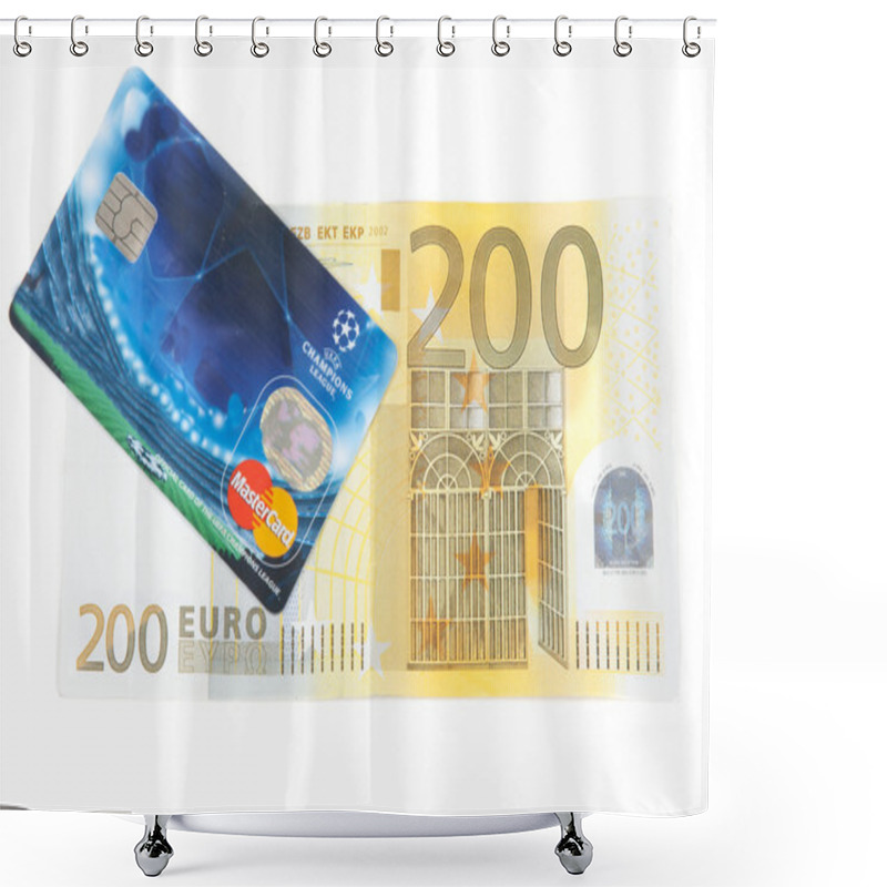 Personality  Bill 200 Euro And Plastic Bank Card Shower Curtains