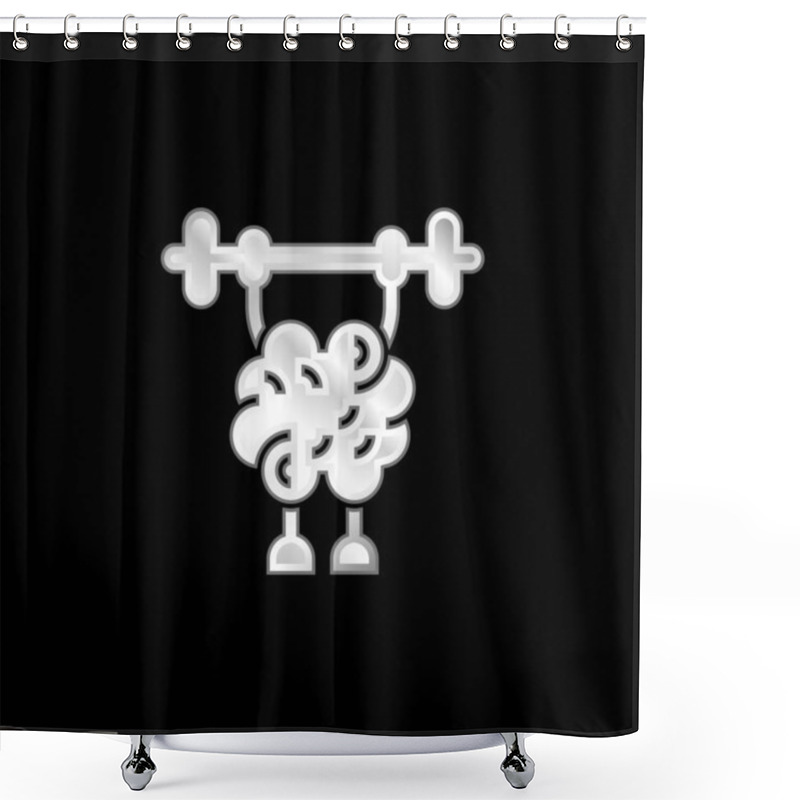 Personality  Brain Silver Plated Metallic Icon Shower Curtains