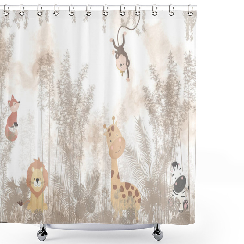 Personality  Cartoon Wild Animal, Jungle Animals And Jungle Shower Curtains