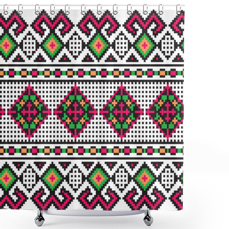 Personality  Vector Illustration Of Ukrainian Folk Seamless Pattern Ornament. Ethnic Ornament Shower Curtains