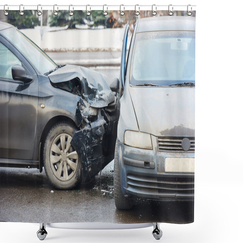 Personality  Car Crash Collision In Urban Street Shower Curtains