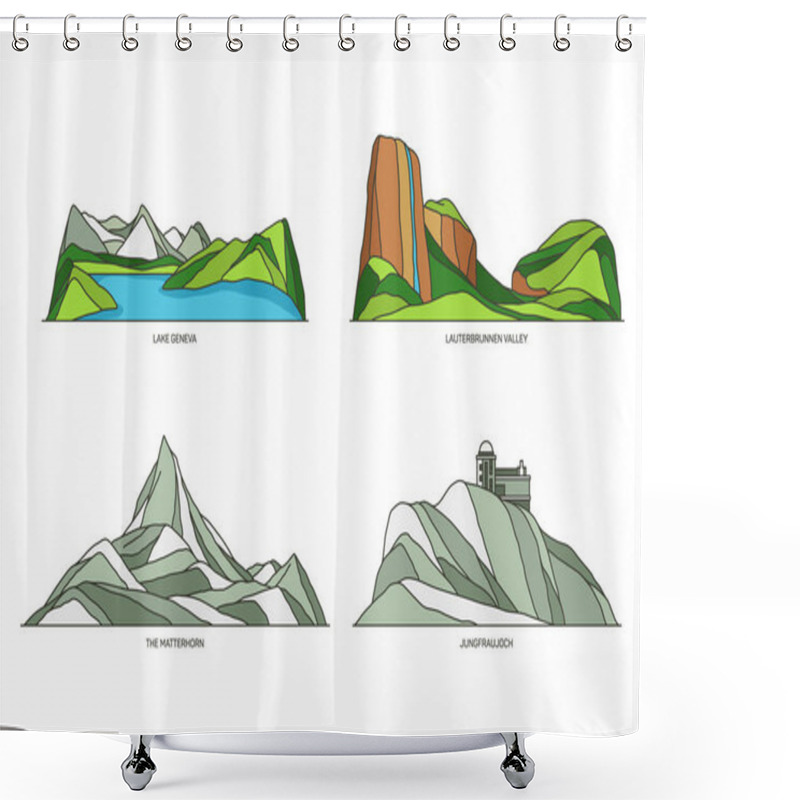 Personality  Switzerland Landmarks Or Landscape And Travel Set Shower Curtains