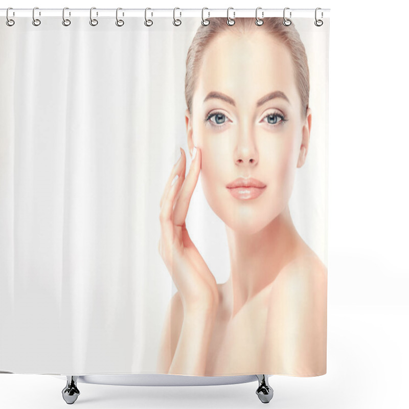 Personality  Young Woman With Clean, Fresh Skin Shower Curtains