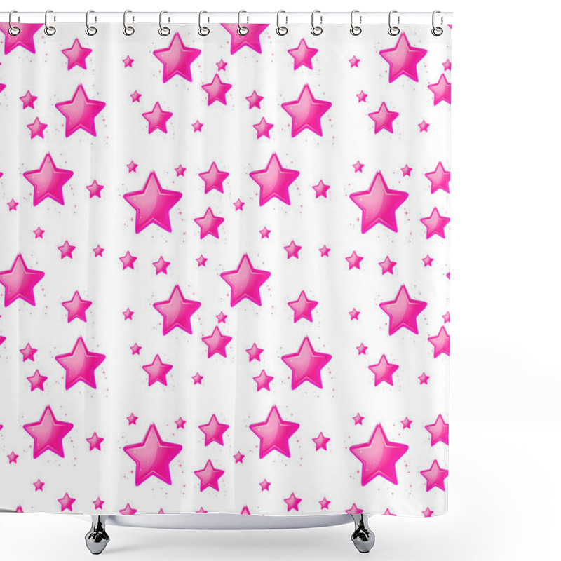 Personality  Seamless Design With Pink Stars Shower Curtains