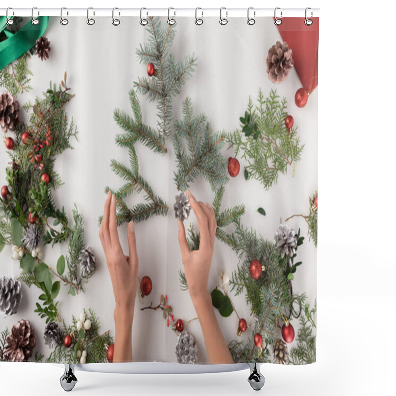 Personality  Hand Making Christmas Tree  Shower Curtains