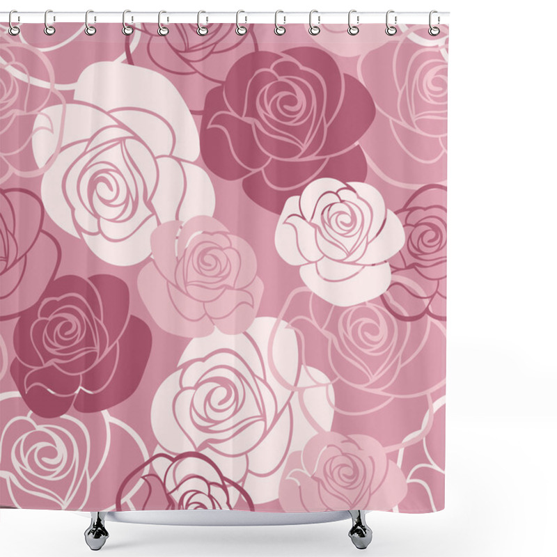 Personality  Seamless Pattern With Roses. Vector Illustration. Shower Curtains