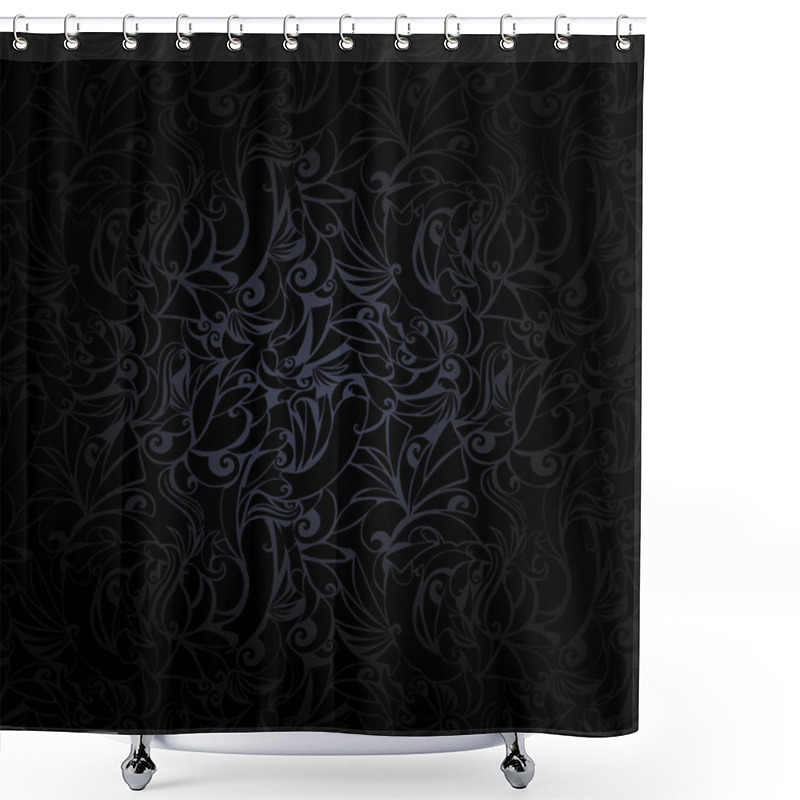 Personality  Vintage Black Background With Floral Elements And Darkening To The Edges In Gothic Style. Royal Texture, Vector Eps 10 Shower Curtains