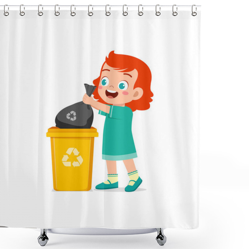 Personality  Little Kid Throw Trash To Trash Bin Shower Curtains