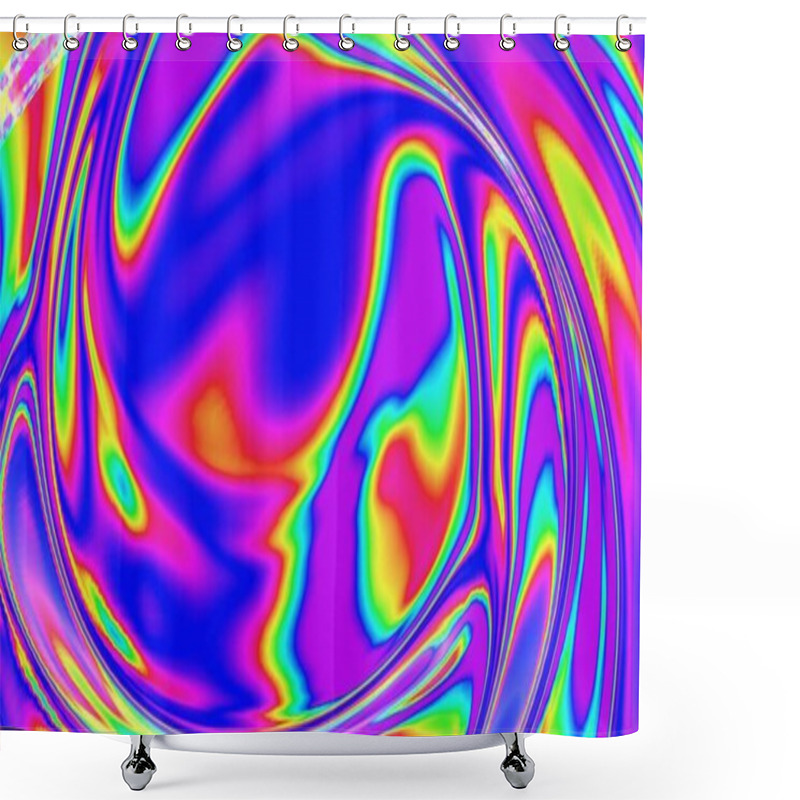 Personality  Vibrant Neon Gradient Waves With Fluid Patterns Shower Curtains