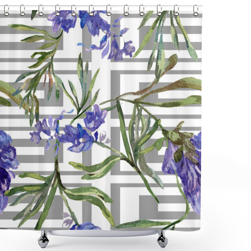 Personality  Purple Lavender Flowers. Seamless Background Pattern. Fabric Wallpaper Print Texture. Hand Drawn Watercolor Background Illustration. Shower Curtains