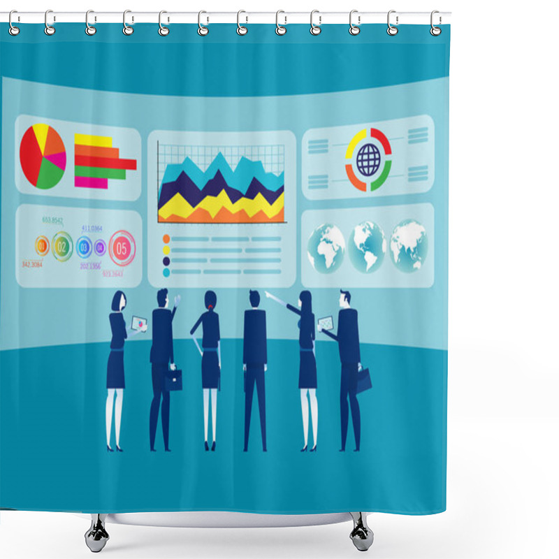 Personality  Teamwork And Data Analysis. Concept Business Delineation Vector  Shower Curtains