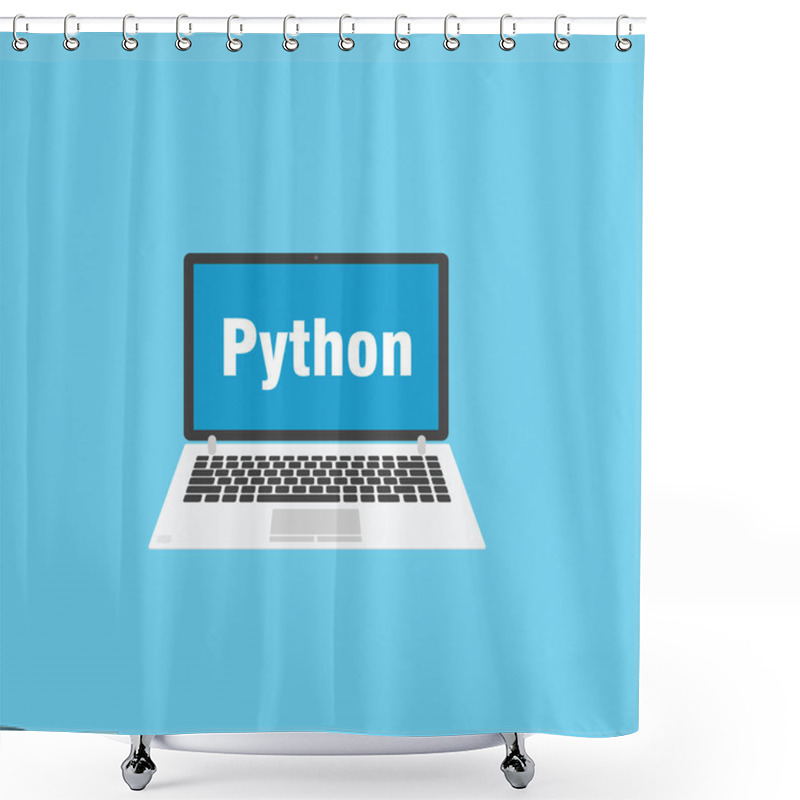 Personality  Grey Laptop For Programming. Python Language Shower Curtains