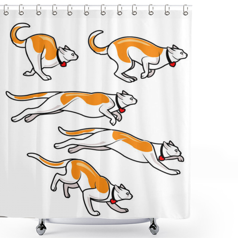 Personality  Cat Running Fast Animation Sprite Shower Curtains