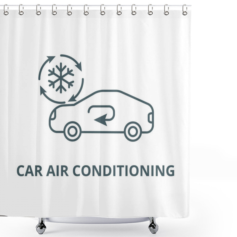 Personality  Air Conditioning, Car Service Line Icon, Vector. Air Conditioning, Car Service Outline Sign, Concept Symbol, Flat Illustration Shower Curtains