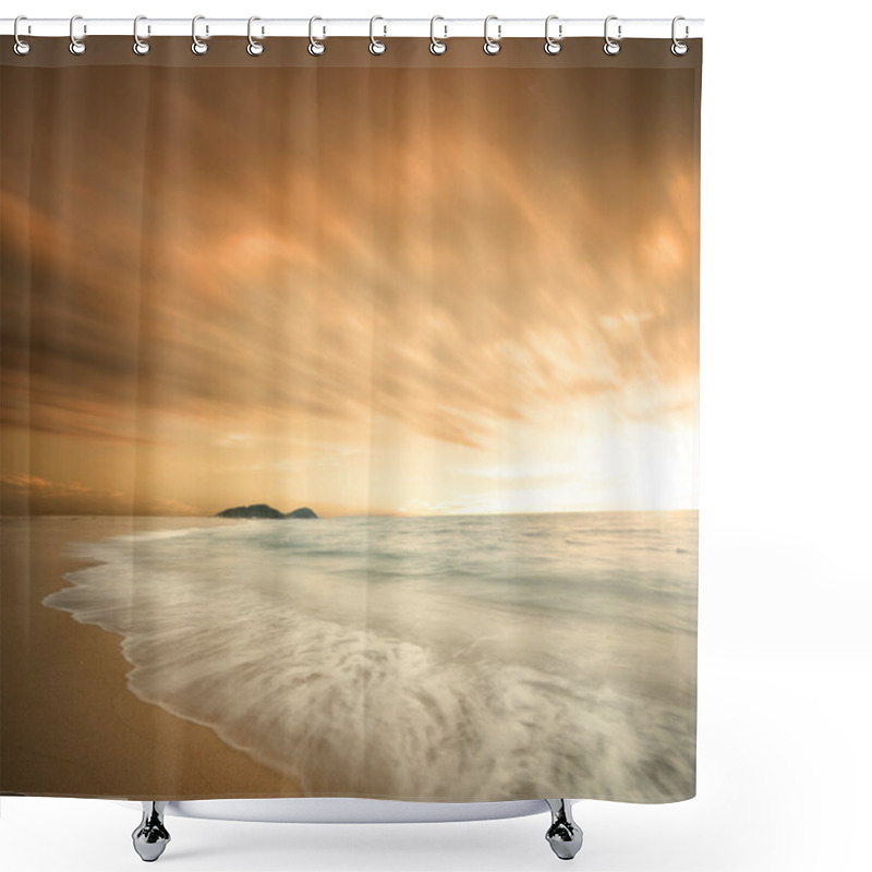 Personality  Beautiful Beach During Sunset Shower Curtains