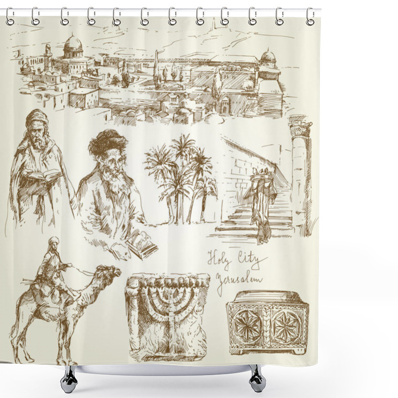 Personality  Jerusalem - Hand Drawn Set Shower Curtains