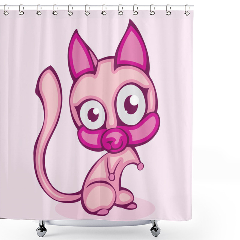 Personality  Cute Purple Kitty, Vector Shower Curtains