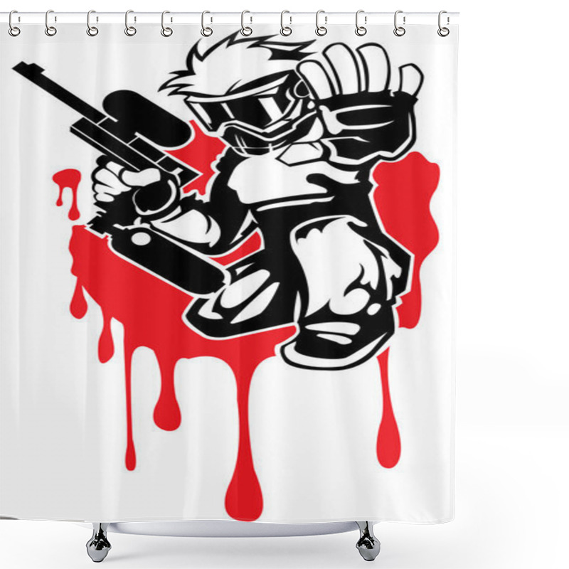 Personality  Paintball Player Holding Marker Shower Curtains