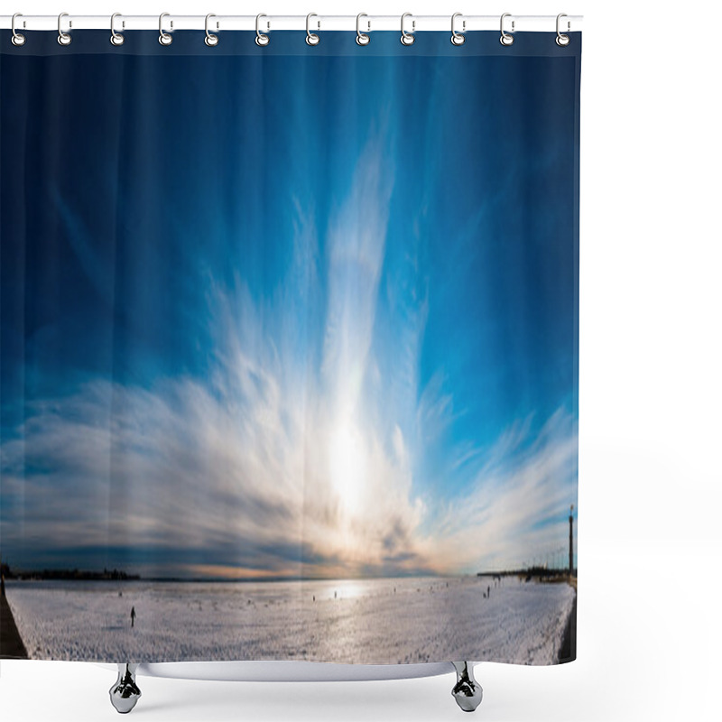 Personality  Beautiful Cloudy Sky Panorama Over Ice Shower Curtains