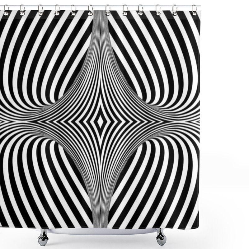 Personality  Black And White Lines Optical Illusion. Vector Illustration Shower Curtains