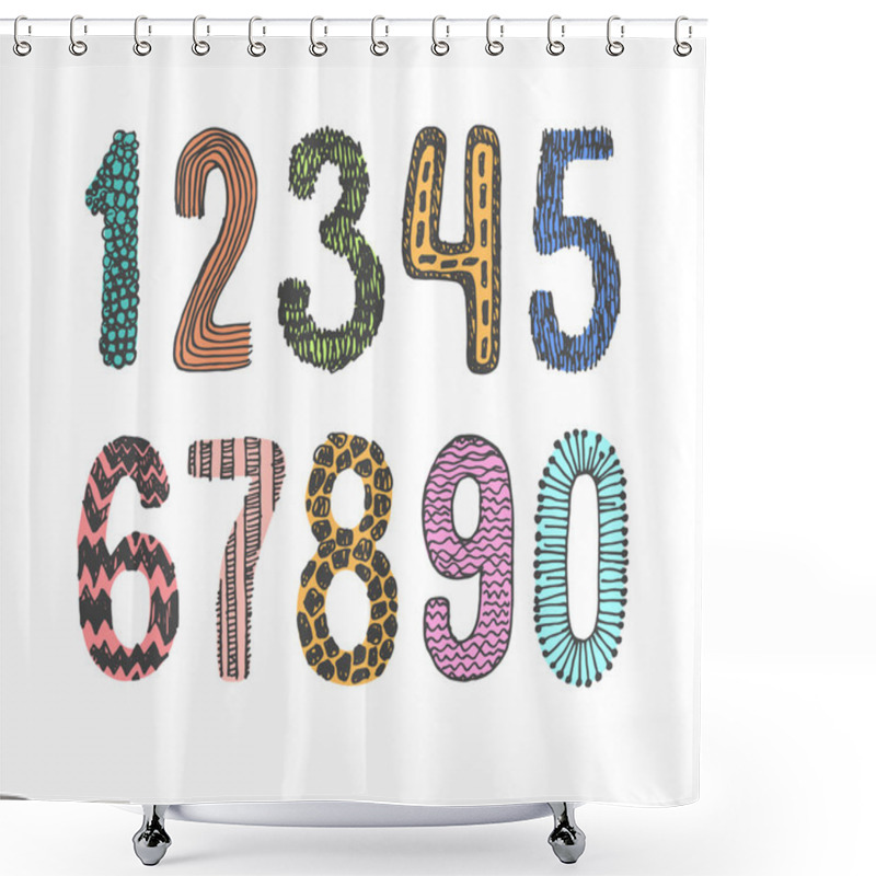 Personality  Doodle Numbers Set Shower Curtains