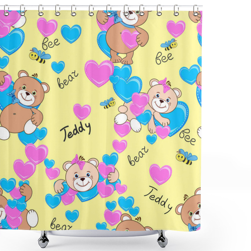 Personality  Teddy Bears Seamless Pattern Shower Curtains