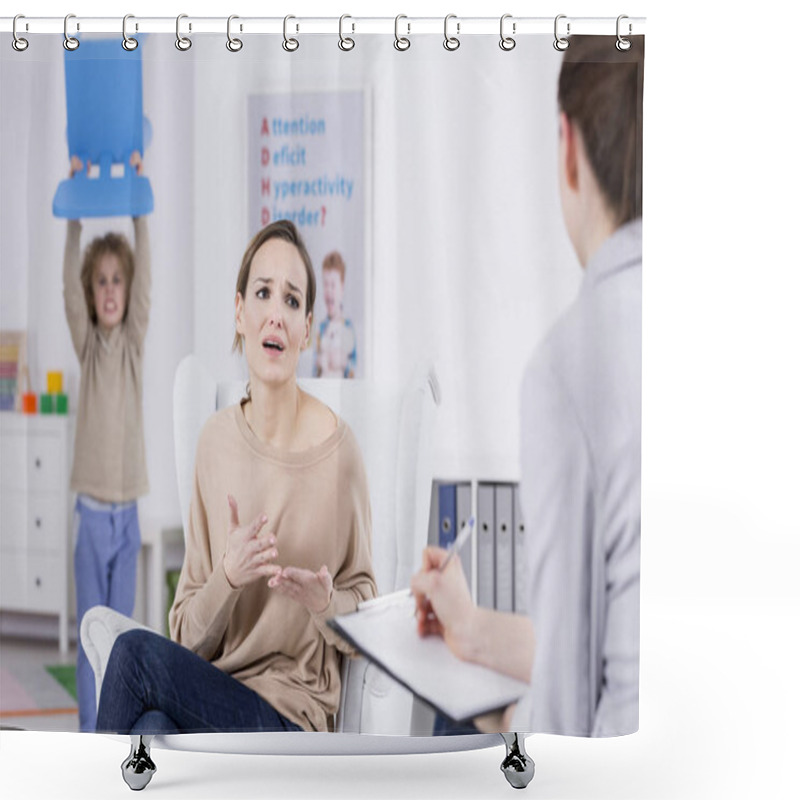 Personality  Mother Confiding In Therapist Shower Curtains