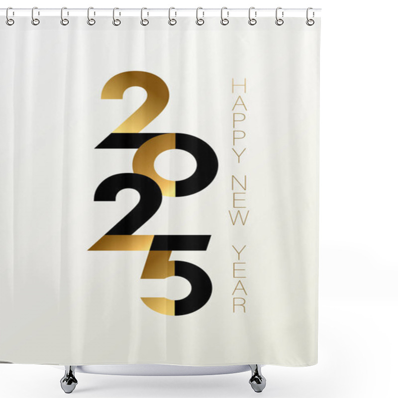 Personality  Happy New Year 2025, Typography Logo Design Concept. Happy New Year 2025, For Seasonal Holidays, Greeting Cards And Calendars. Vector Illustration Shower Curtains