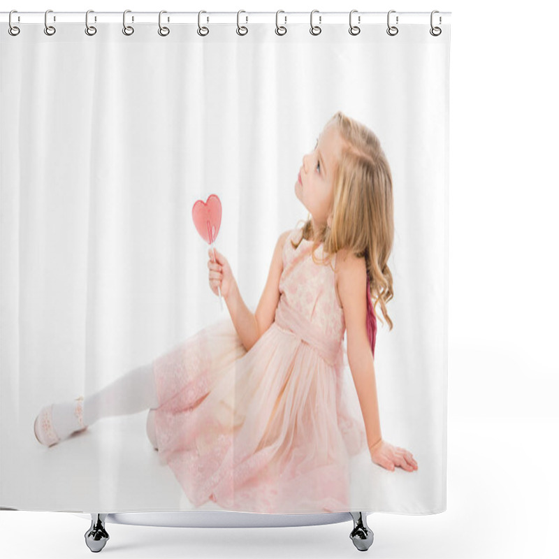 Personality  Girl With Heart Shaped Lollipop  Shower Curtains