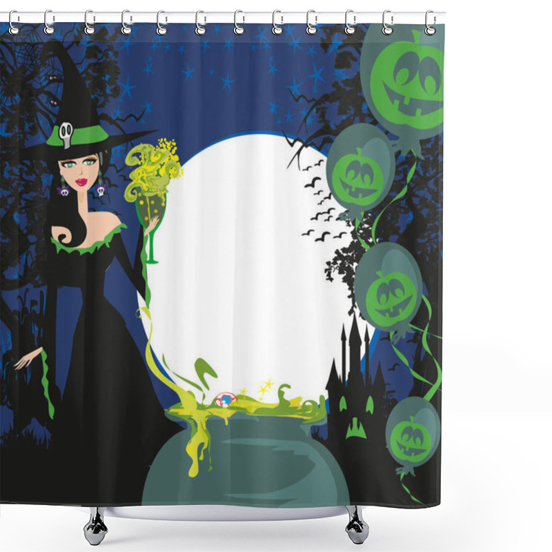 Personality  Beautiful Witch On A Party Shower Curtains