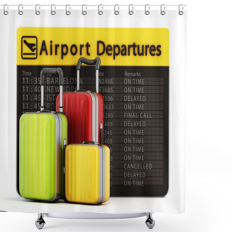 Personality  Airport Departure Board And Suitcases Shower Curtains