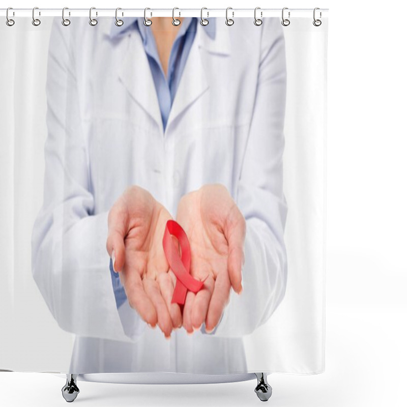 Personality  Doctor With Aids Ribbon Shower Curtains