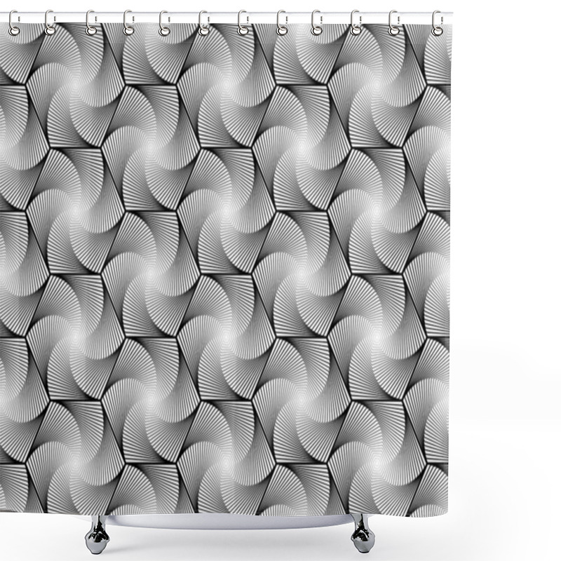 Personality  Design Seamless Monochrome Hexagon Geometric Pattern. Abstract W Shower Curtains